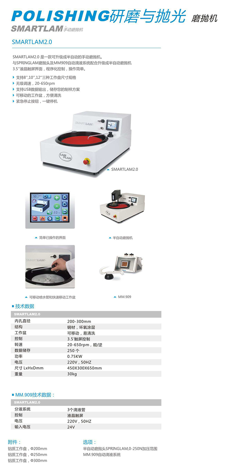 SMARTLAM2.0型 手動金相試樣磨拋機(jī)【Lamplan Herseus Kulzer 賀利氏古莎】